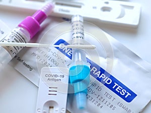 Group of Corona or Covid-19 rapid tests for home testing