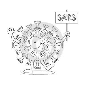 SARS Virus Cell Vector Cartoon Colorless