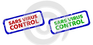 SARS VIRUS CONTROL Bicolor Rough Rectangular Stamps with Scratched Styles