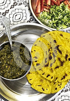Famous punjabi cuisine - makki di roti and sarson ka saag