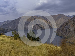 Sary-Chelek Lake. Autumn. View from the observation hill.