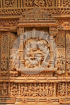 Sas Bahu temple in the Eklingji Hindu temple complex, close-up of sculptures, Nagda, Udaipur, Rajasthan, India