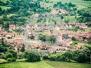 Saschiz Saxon Village in Transylvania, Romania with it's fortifi