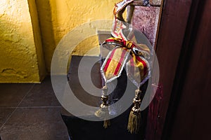 Sash of honor typical of the Valencian falleras with the flag of Spain and Valencia photo