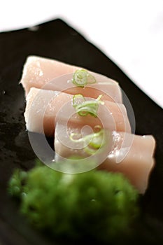 Sashimi on Dish with Scallions photo