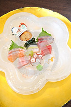 Sashimi on ice plate