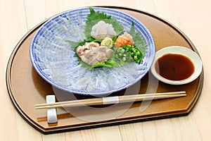 Sashimi of Japanese filefish