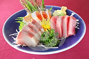 Sashimi set on a plate , japansese food
