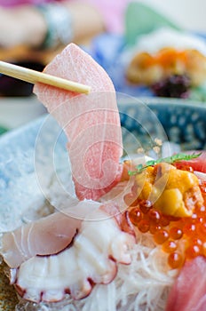 Sashimi set of fresh fish and seafood