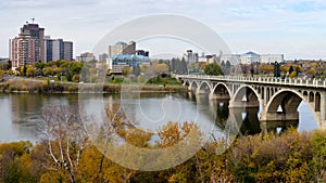 Saskatoon cityscape with the University Bridge