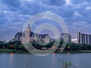 Saskatoon skyline at night