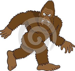 Sasquatch, Bigfoot walking isolated vector illustration