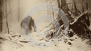 Sasquatch Encounter: A Majestic Ape In The Snow photo