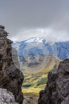 The Sass Pordoi is a relief of the Dolomites, in the Sella group, Italy