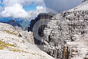 The Sass Pordoi is a relief of the Dolomites, in the Sella group, Italy