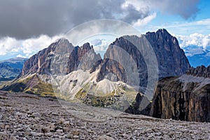 The Sass Pordoi is a relief of the Dolomites, in the Sella group, Italy