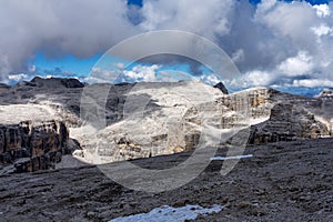 The Sass Pordoi is a relief of the Dolomites, in the Sella group, Italy