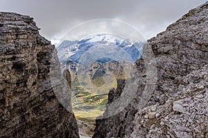 The Sass Pordoi is a relief of the Dolomites, in the Sella group, Italy