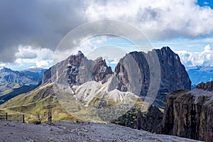 The Sass Pordoi is a relief of the Dolomites, in the Sella group, Italy