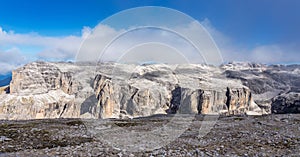 The Sass Pordoi is a relief of the Dolomites, in the Sella group, Italy