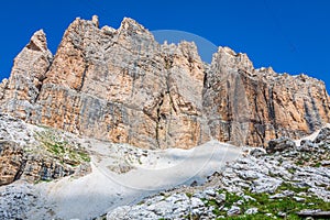 Sass Pordoi south face 2952 m in Gruppo del Sella, Dolomites m