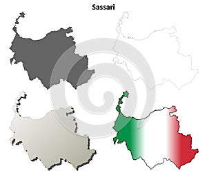 Sassari blank detailed outline map set