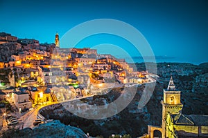 Sassi di Matera at twilight, Basilicata, Italy