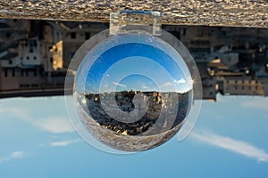 The Sassi of Matera enclosed in a Cristal Sphere