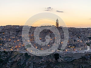 The Sassi of Matera at the sunset, Matera, Italy photo