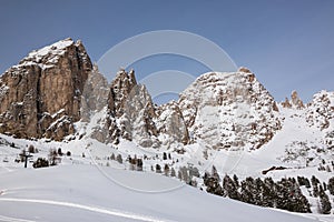 The Sassolungo (Langkofel) Group of the Italian Dolomites in Winter