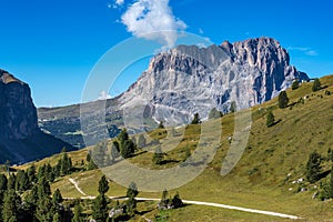 The Sassolungo - Langkofel group, valley Gardena. Dolomites, Italy