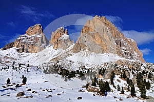 Sassolungo, a mountain in Val Gardena, Italy photo