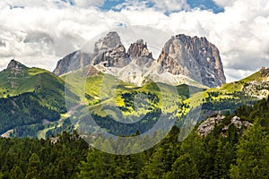 Sassolungo and Sassopiatto massif, Dolomites, Italy