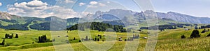 Sassolungo and Sassopiatto mountains from Alpe di Siusi or Seiser Alm, Dolomites Alps , Italy