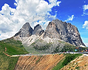 Sassolungo and Sassopiatto Panorama from Sellaronda, Trentino Dolomite photo