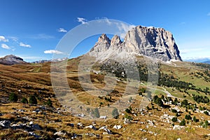 Sassolungo, Val Gardena, Dolomites, Italy. The Sassolungo alp st