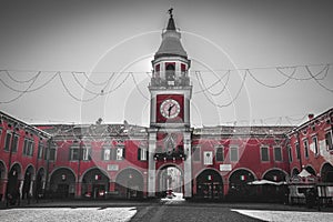 Sassuolo - Modena - Italy - Garibaldi square black and white red selective color