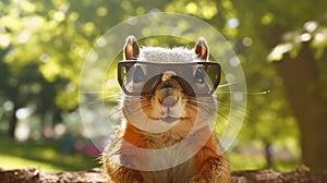 Sassy Squirrel: Shades of Coolness Against a White Canvas