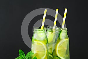 Sassy water. Fresh cool water with cucumber, lemon, ginger and mint. Detox and weight loss.