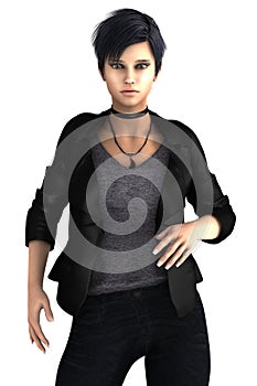 Sassy Young Woman in Paranormal Fantasy Pose Isolated