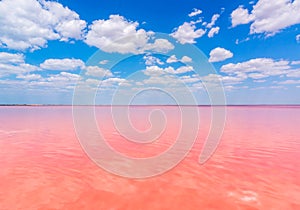 Sasyk lake with pink water, western Crimea