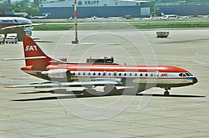 SAT Flug Sud Aviation SE-210 Caravelle D-ABAP CN 235 after landing on May 1, 1980.