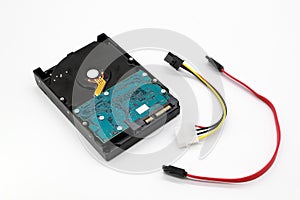 SATA hard disk with connecter isolated and white background