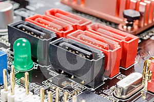 SATA ports for connecting peripherals on the motherboard photo