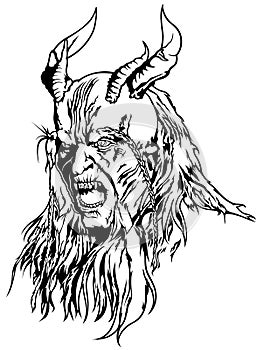 Satan Head with Four Horns
