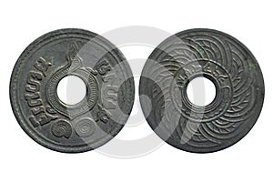 10 satang coins in the reign of Rama 7 of Thailand, issued in 1921. photo