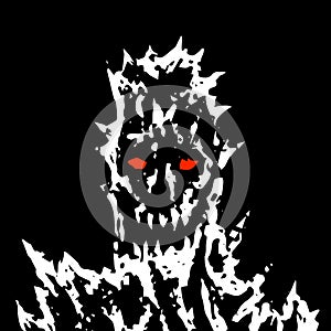 Satanic monster face with sharp thorns. Vector illustration.