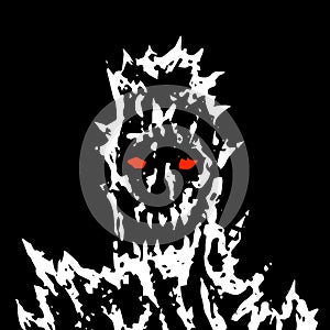 Satanic monster face with sharp thorns. Vector illustration. photo