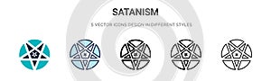 Satanism icon in filled, thin line, outline and stroke style. Vector illustration of two colored and black satanism vector icons photo