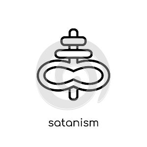 Satanism icon. Trendy modern flat linear vector Satanism icon on photo